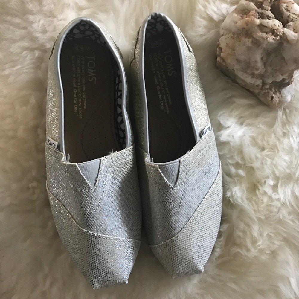 Toms Silver sparkle slip-on shoes
